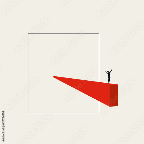 Think outside box business vector concept. Symbol of creative solution, innovation, opportunity. Minimal illustration