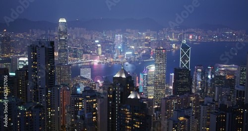 Hong Kong skyline night © leungchopan