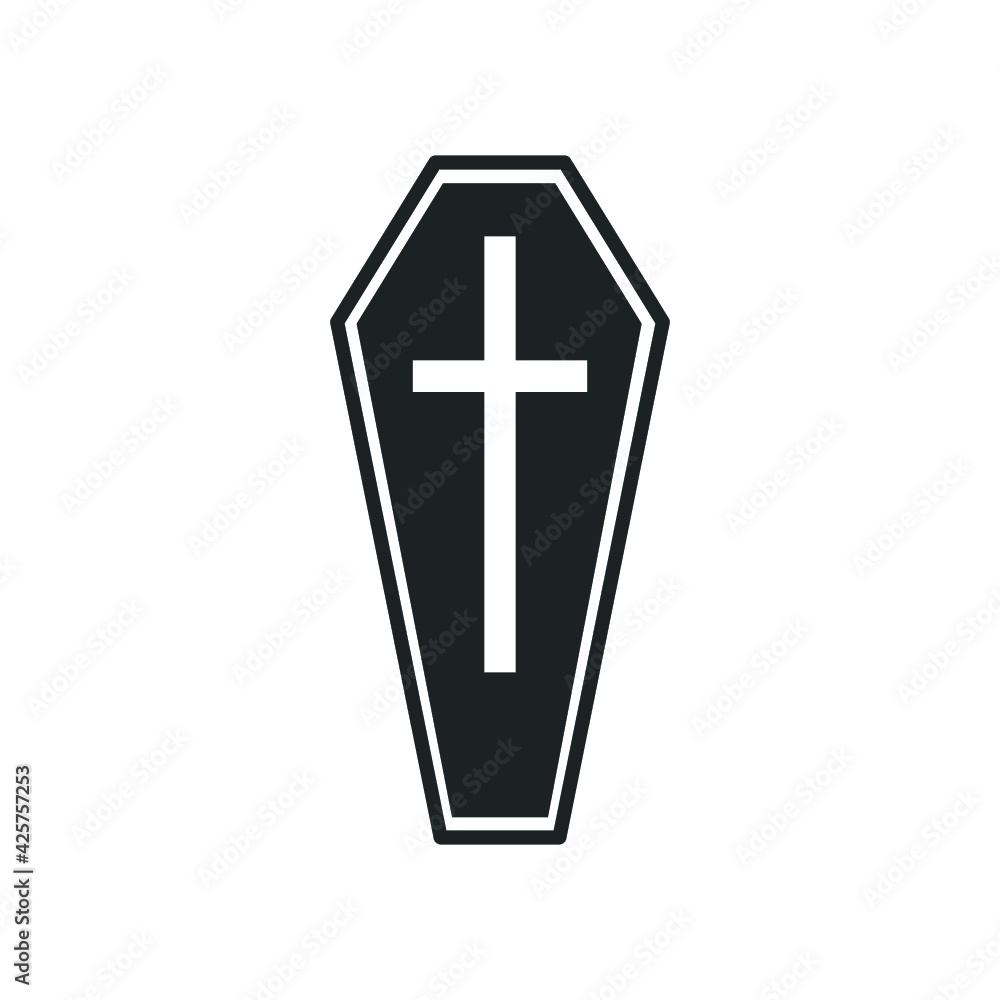 Obraz premium Coffin icon simple silhouette flat style illustration on white background