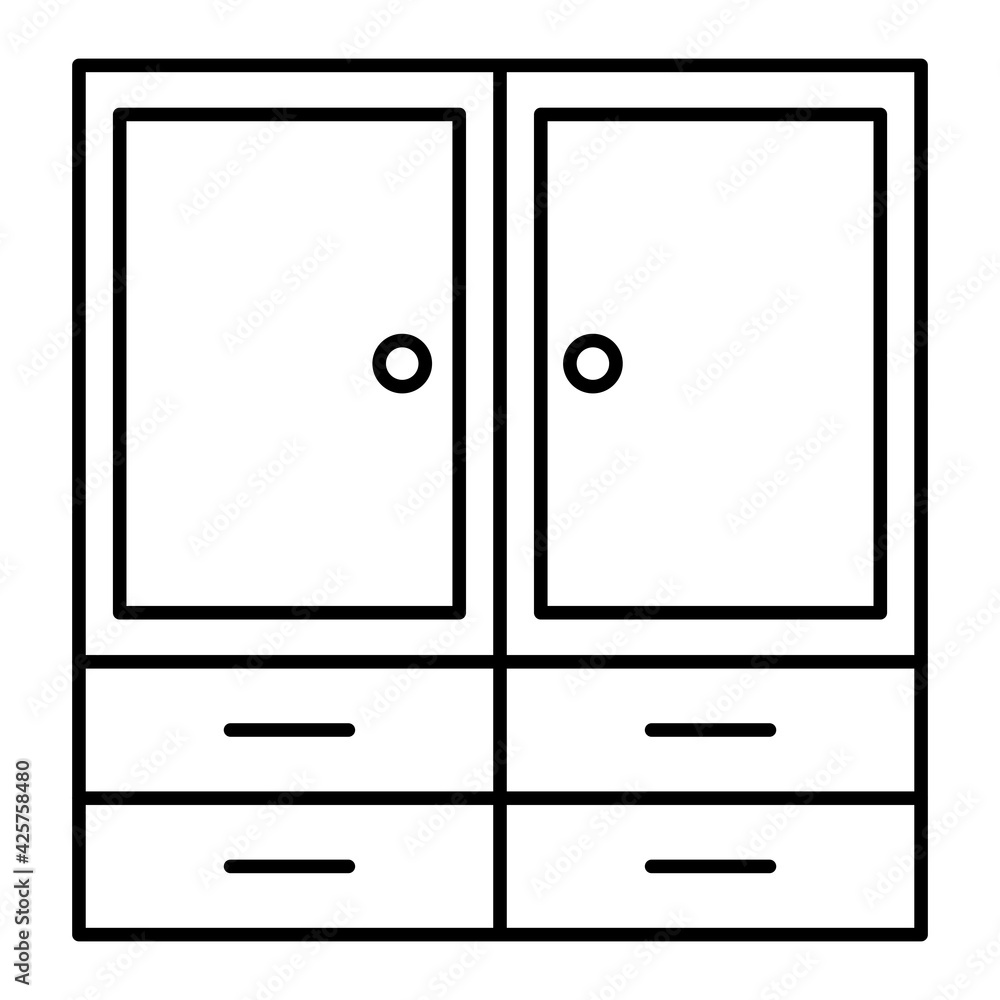 Vector Cabinet Outline Icon Design Vector Cabinet Outline Icon Design
