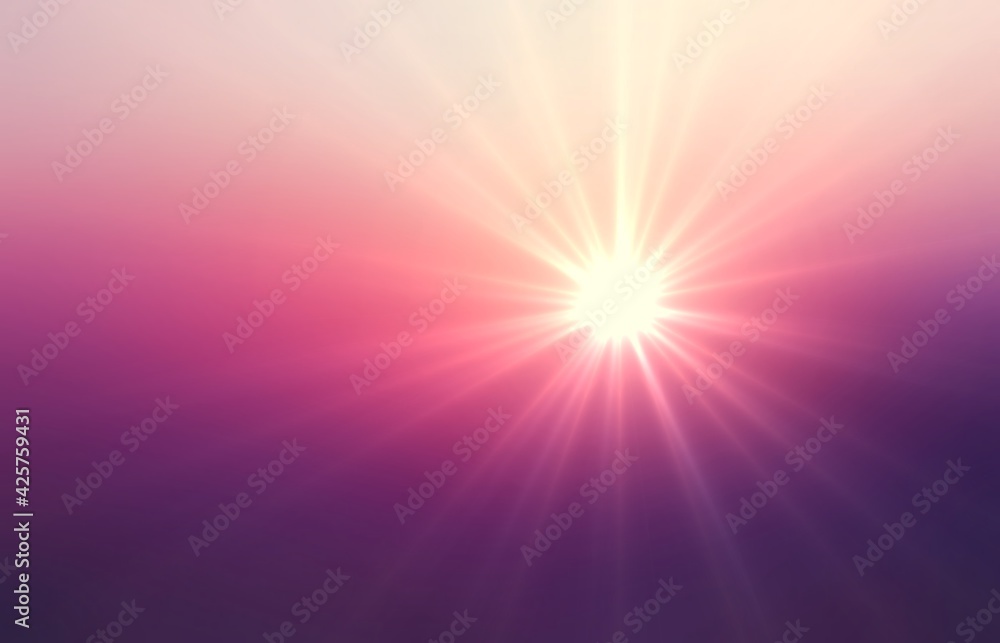 Sunlight in purple heaven abstract illustration. Romantic dawn sky empty background.