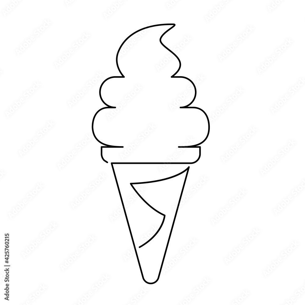 Continuous line drawing. Ice cream. Black isolated on white background. Hand drawn vector illustration. Fast food Continuous line drawing. Ice cream. Black isolated on white background. Hand drawn vector illustration. Fast food