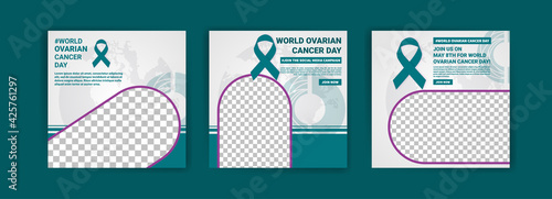 World ovarian cancer day. Cancer day. Social media templates for world ovarian cancer day. Banner vector for social media ads, web ads, business messages, discount flyers and big sale banners.