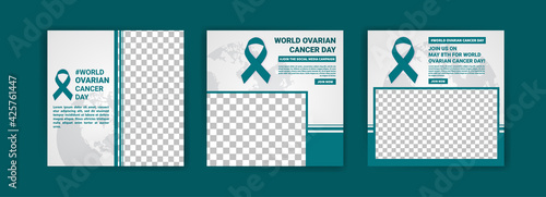 World ovarian cancer day. Cancer day. Social media templates for world ovarian cancer day. Banner vector for social media ads, web ads, business messages, discount flyers and big sale banners.