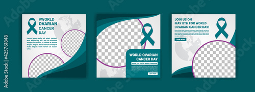 World ovarian cancer day. Cancer day. Social media templates for world ovarian cancer day. Banner vector for social media ads, web ads, business messages, discount flyers and big sale banners.