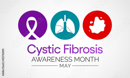 Cystic Fibrosis awareness month observed each year in May, it is a progressive, genetic disease that causes persistent lung infections and limits the ability to breathe over time. Vector illustration.