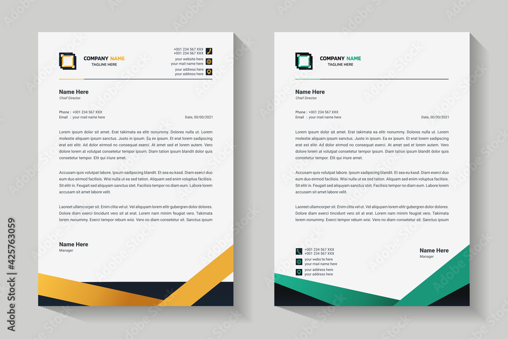 Letterhead design template. Creative, clean and elegant modern business professional letterhead template design. Illustration vector