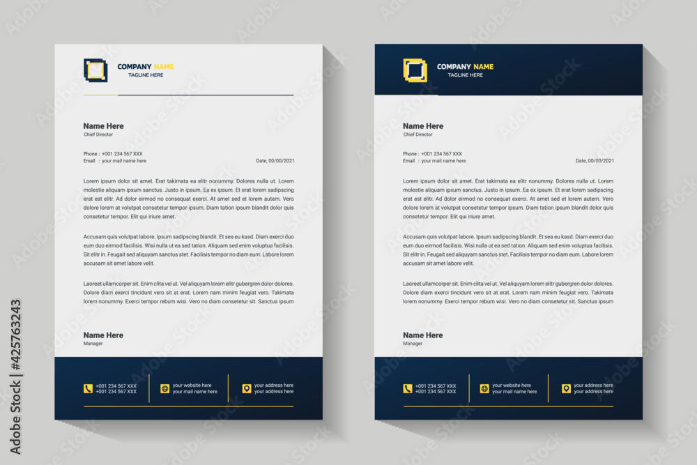 Letterhead design template. Creative and elegant modern business A4 letterhead template for your project design. Illustration vector Letterhead design template. Creative and elegant modern business A4 letterhead template for your project design. Illustration vector