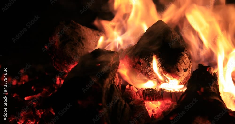 Fire flame, bonfire flames on a black background Fire flame, bonfire flames on a black background