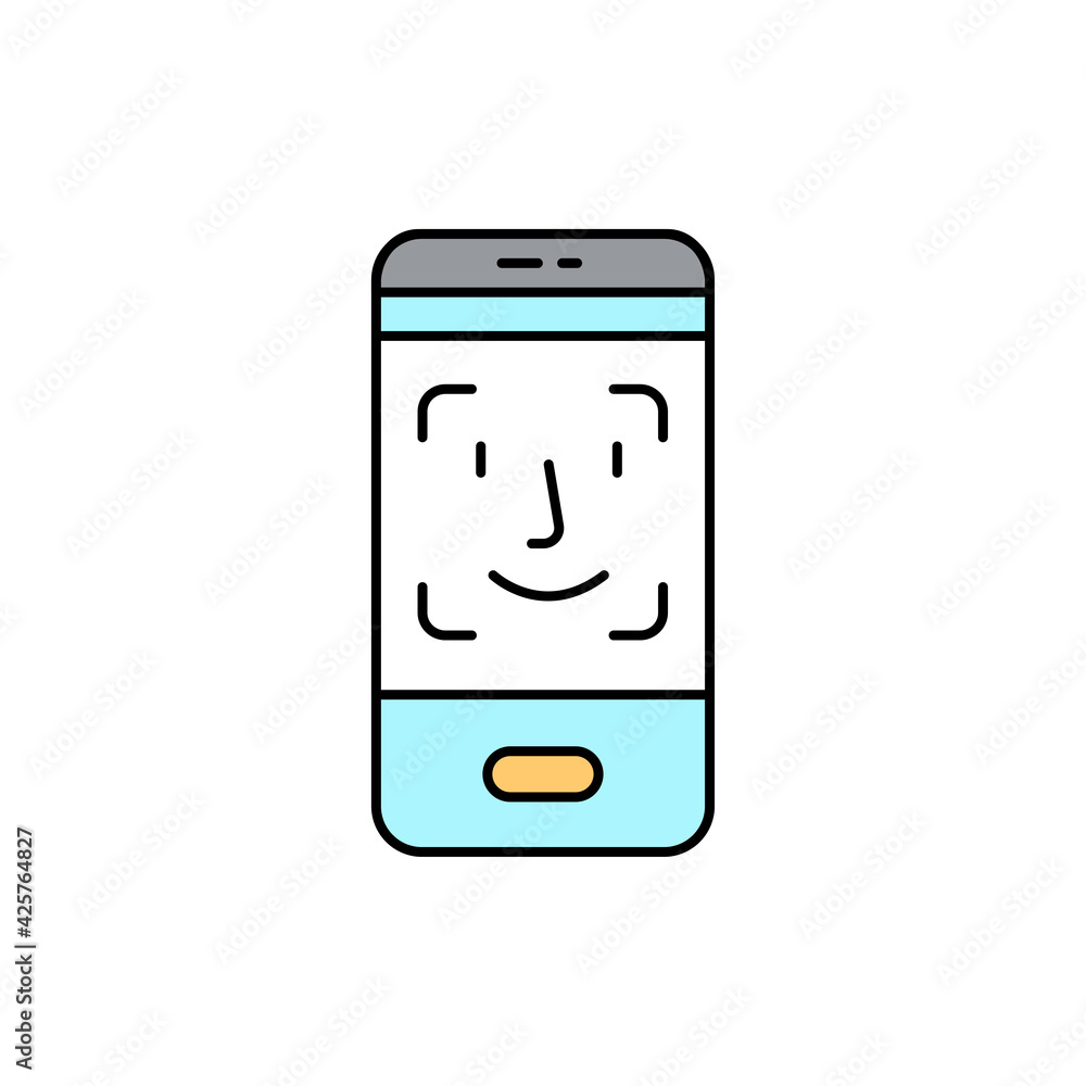 Fingerprint scan in smartphone olor line icon. ID and verifying person. Pictogram for web page, mobile app, promo. Fingerprint scan in smartphone olor line icon. ID and verifying person. Pictogram for web page, mobile app, promo.