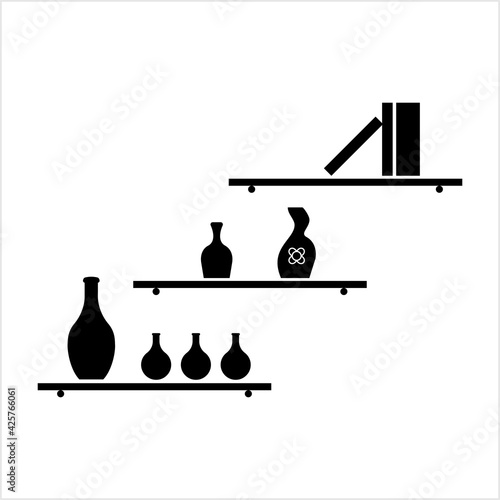Shelves Icon, Shelf Storage Icon, Horizontal Flat Plane Used To Display, Hold, Store Items
