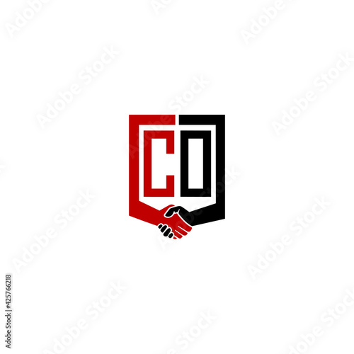 co logo hand deal design vector icon