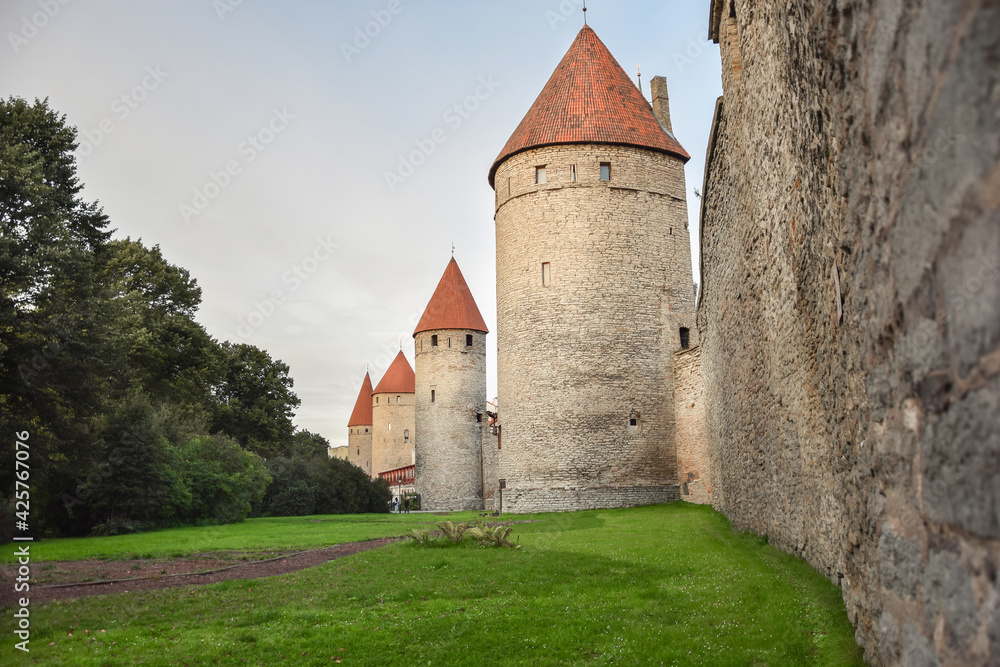 Tallinn city architecture, towers, streets