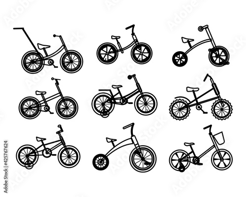 Vector flat illustration.Isolated kid bike on a white background.