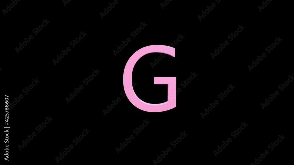 3d letter pink color on a black background with alpha channel. 3d animation with effect it appearance and rotation of the letter G. 3d rendering of an isolated letter G, alphabet. Full Hd quality. 3d letter pink color on a black background with alpha channel. 3d animation with effect it appearance and rotation of the letter G. 3d rendering of an isolated letter G, alphabet. Full Hd quality.