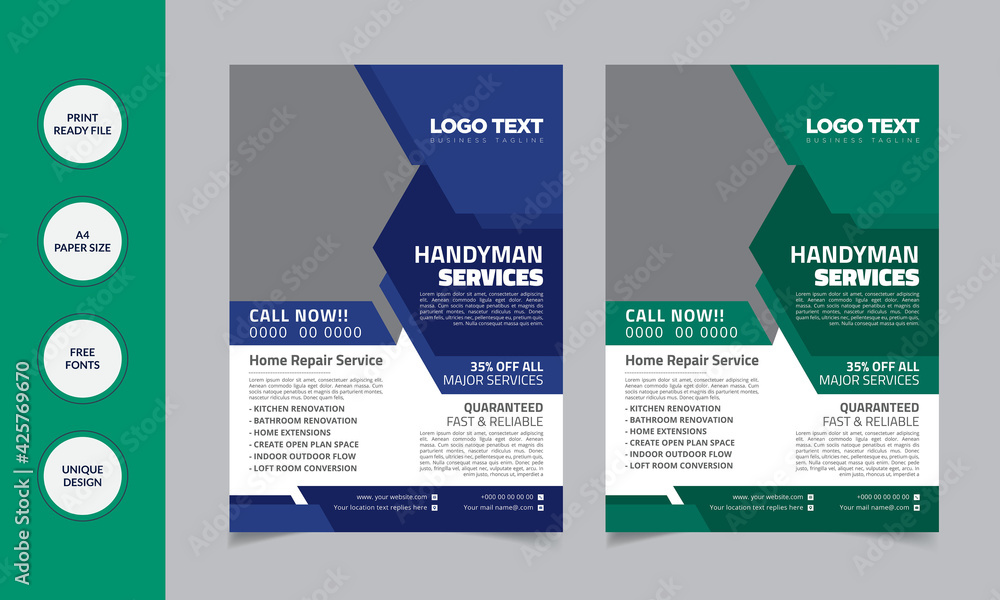 Obraz premium Home Repair Flyer Design Template