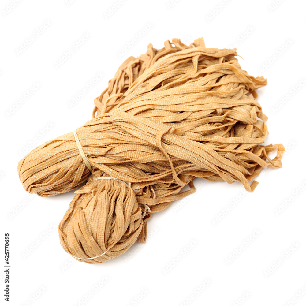 Shredded dried tofu noodles, chinese vegan food isolated on white background Shredded dried tofu noodles, chinese vegan food isolated on white background