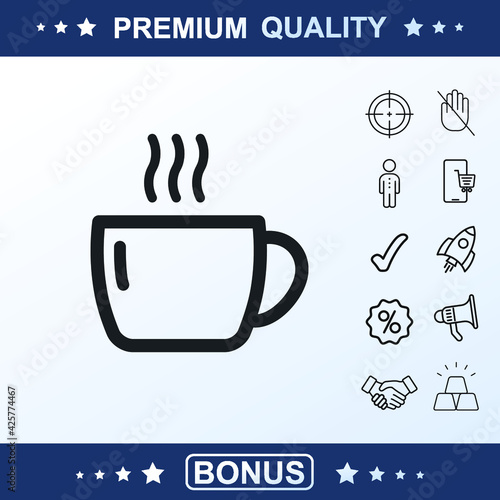 Cup of coffe line icon  sign  vector set  outline illustration concept. Extra vector elements for your design. Vector illustration