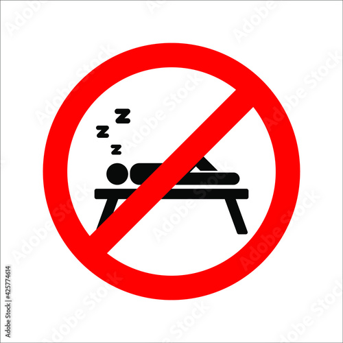 No sleeping sign icon on white background