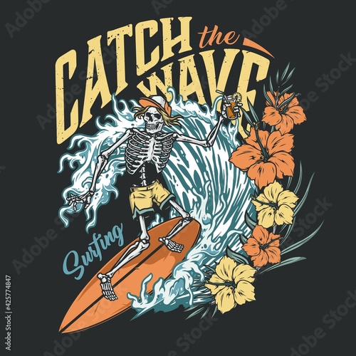 Photography Surfing vintage colorful emblem