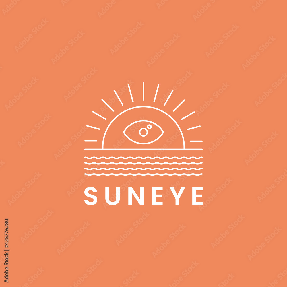 Sun eye minimalist line art logo template vector illustration design. simple modern logo concept Sun eye minimalist line art logo template vector illustration design. simple modern logo concept