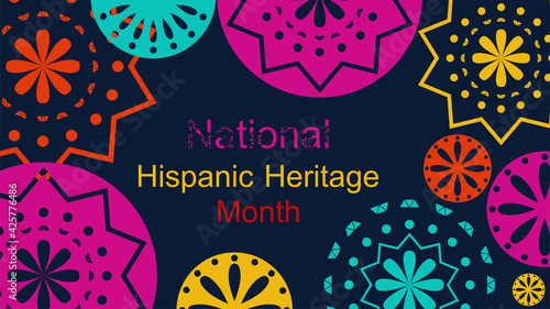 Vector editable graphics. Web banner, poster, cover, splash screen, social media with place to place your text. Perforated bright patterns Papel Picado pattern on a color background. Hispanic Heritage