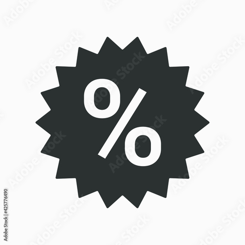 Percentage vector icon isolated on white background.