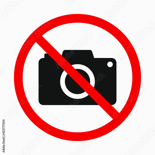 Photography not allowed symbol. Camera ban sign.