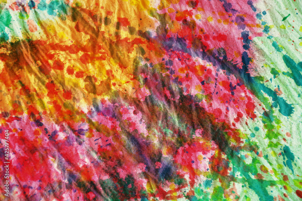 Bright colors and designs of fabrics watercolour art of tie dyed for art work background