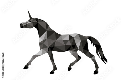 isolated image in the style of  love poly   silver  unicorn  on a white background  