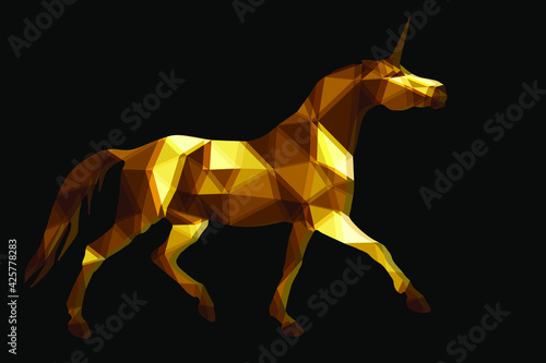 isolated image in the style of  love poly   gold  unicorn  
