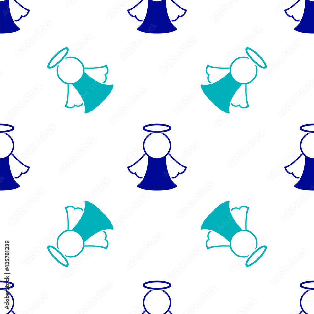 Obraz premium Blue Angel icon isolated seamless pattern on white background. Vector