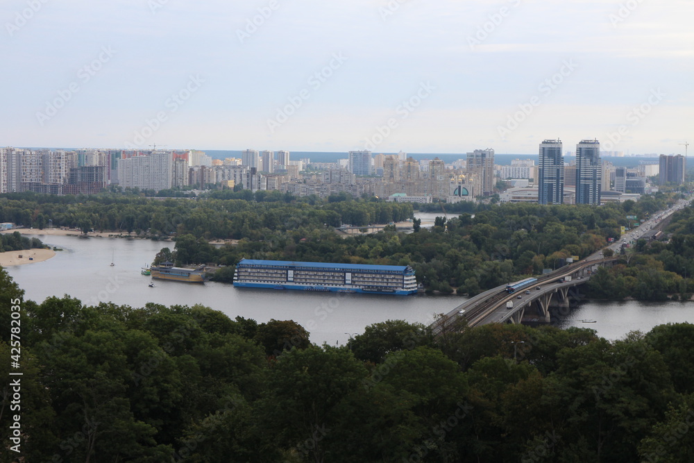 View from Holodomor Genocide Museum to Dnieper river and  Kiev, Ukraine
