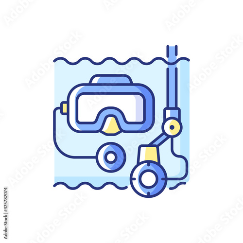 Underwater inspection RGB color icon. Easily inspect areas that are too small for divers to enter. Helps to avoid unnecessary down time. Isolated vector illustration