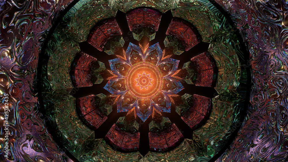 Original name(s): Mandala seamless loop vj kaleidoscope background new age colorful visual ethnic spiritual peace and love yoga zen trance animation wallpaper background illustration
