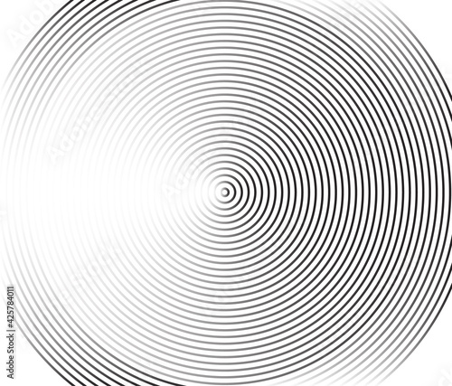 Concentric circle element. Black and white color ring. Abstract  vector illustration for sound wave  Monochrome graphic.