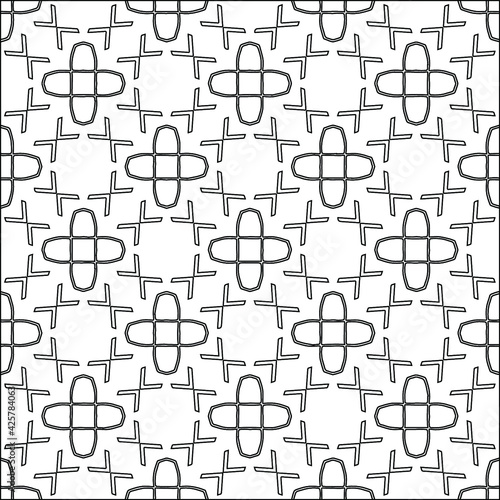 Geometric vector pattern with triangular elements. Seamless abstract ornament for wallpapers and backgrounds. Black and white colors. 