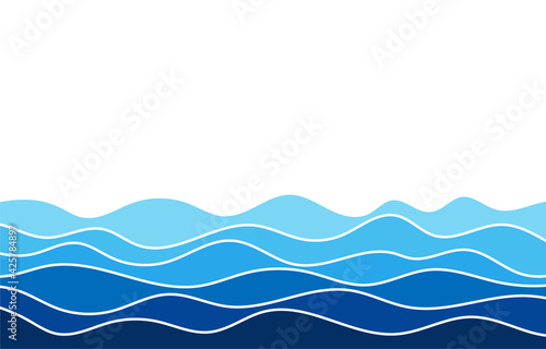 Blue water wave line flowing sea pattern background banner vector. photo