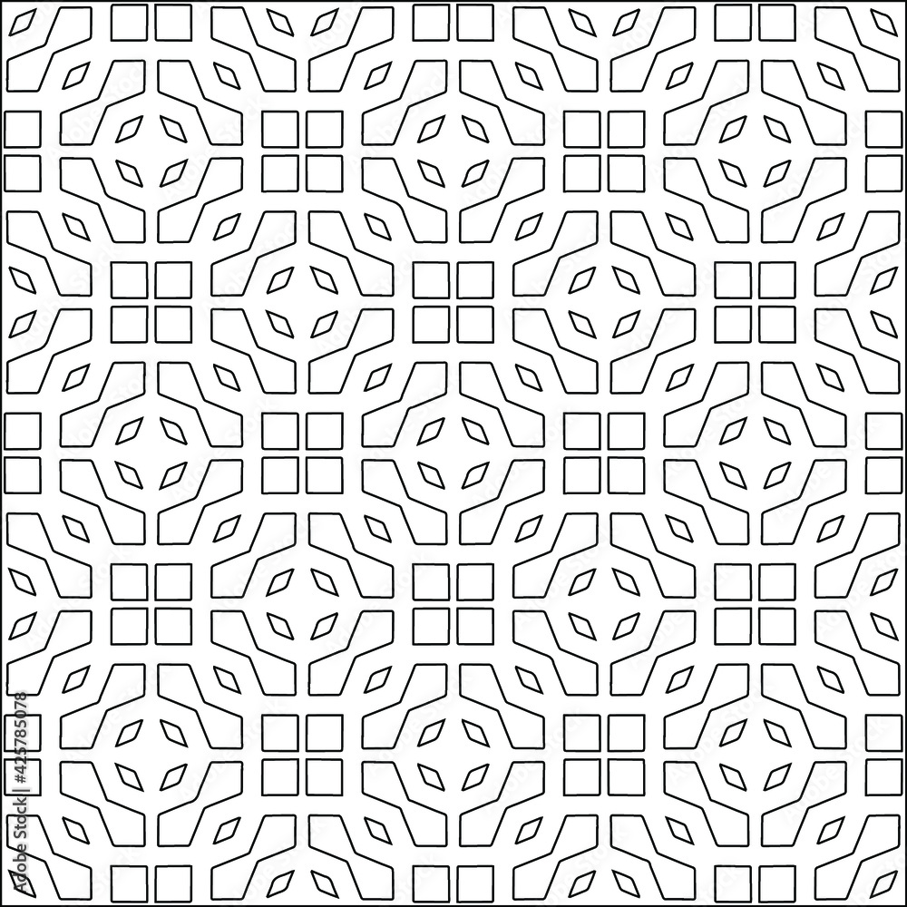 Geometric vector pattern with triangular elements. Seamless abstract ornament for wallpapers and backgrounds. Black and white colors. 