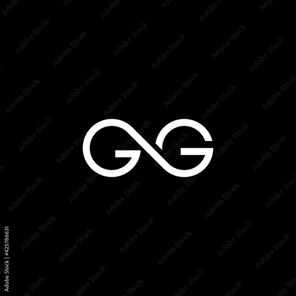 initial letter GG circle inifinity monogram black background initial letter GG circle inifinity monogram black background