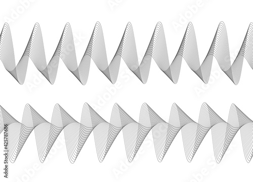 Design elements. Wave of many lines. Abstract vertical wavy stripes on white background isolated. Creative line art. Vector illustration EPS 10. Colourful waves with lines created using Blend Tool