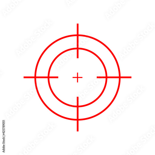 Crosshair icon. Red target symbol. Sniper scope sign. Vector isolated on white