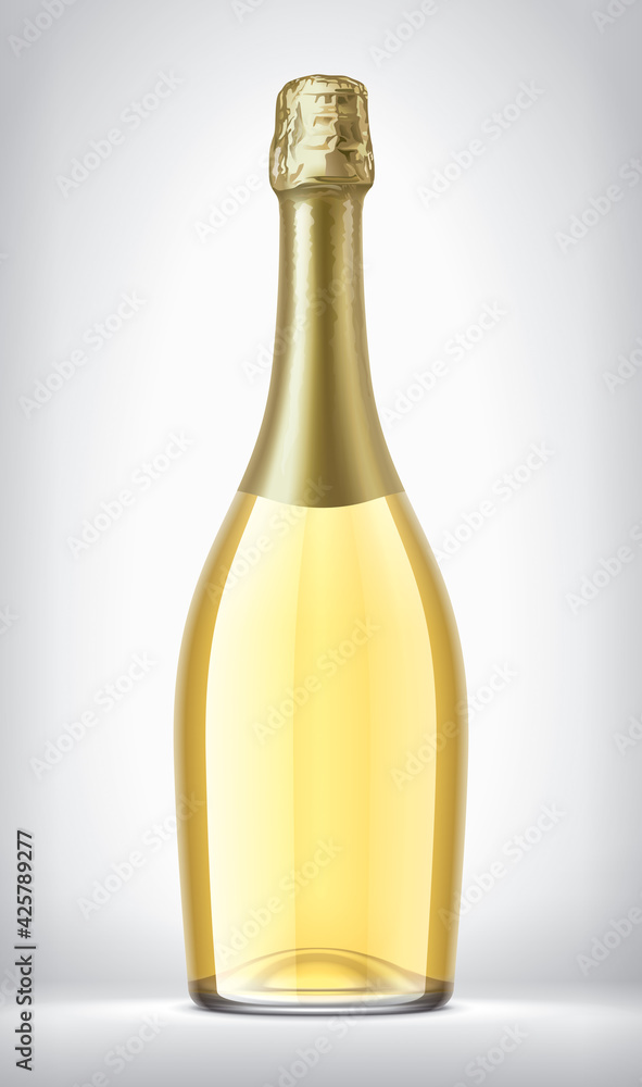 Glass Bottle on background with Gold Foil. Glass Bottle on background with Gold Foil.