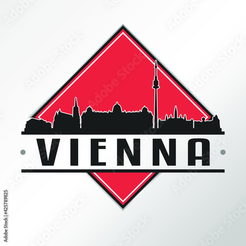 Vienna Austria Skyline Logo. Adventure Landscape Design. Vector Illustration Cut File.