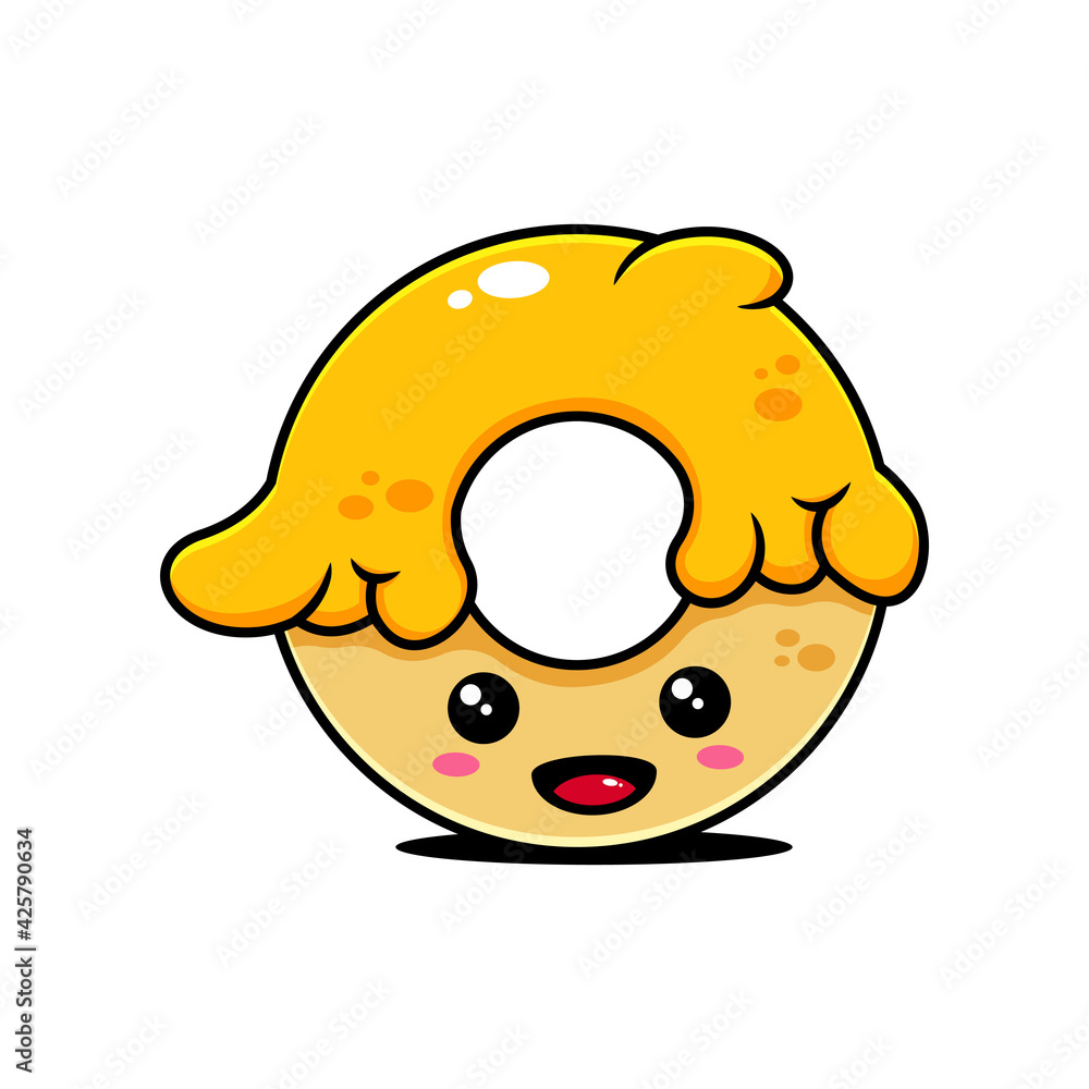 vector delicious banana donut illustration design. The delicious banana donut design with an outline is suitable for stickers, icons, mascots, logos, clip art, and other graphic purposes