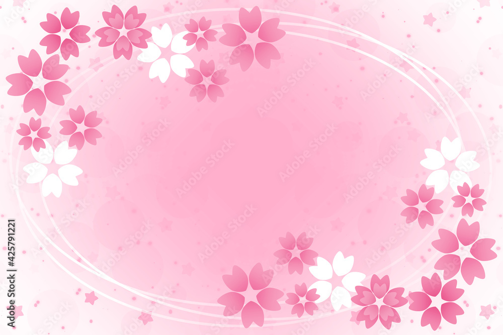 桜の背景　長方形　ピンク＆ホワイト