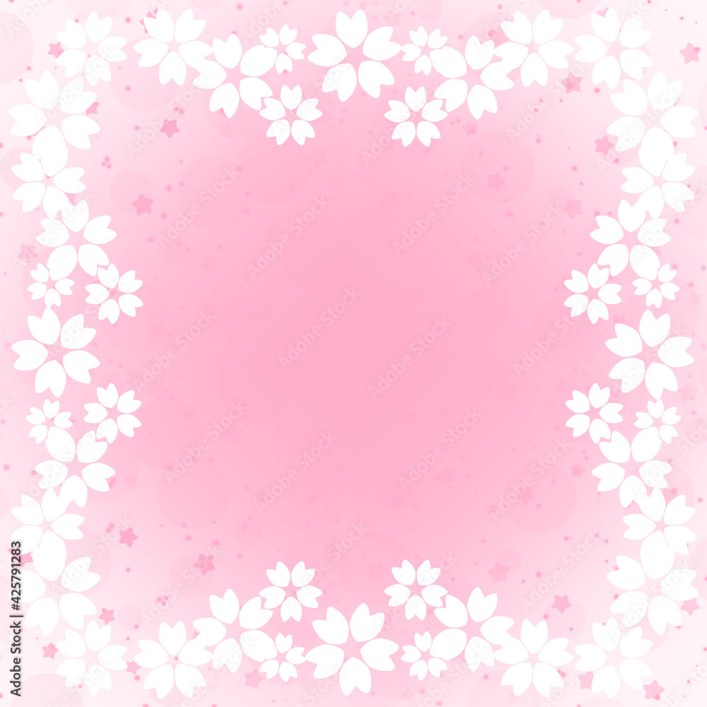 桜の背景　正方形　ピンク＆ホワイト