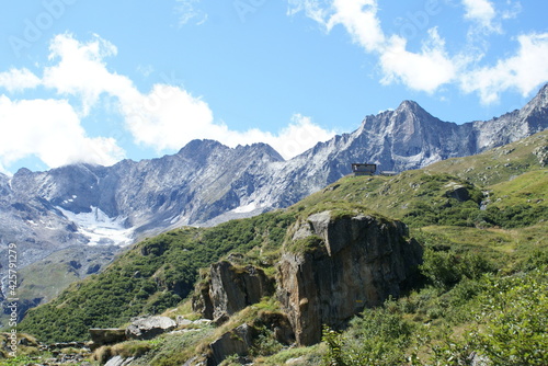 Panoramic view of the mountains in Antrona Schieranco, Piedmont (Italy)