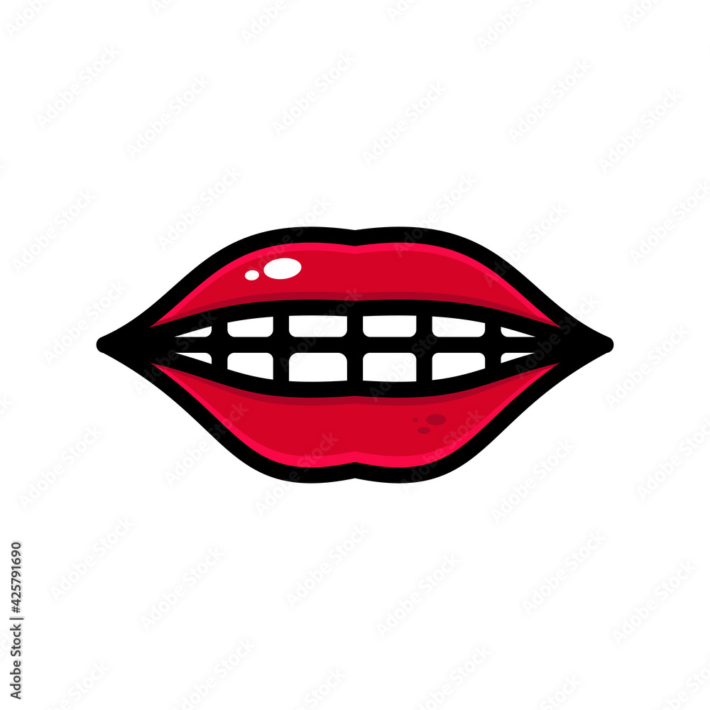 vector red lips illustration design. The red lips with an outline is suitable for stickers, icons, mascots, logos, clip art, and other graphic purposes vector red lips illustration design. The red lips with an outline is suitable for stickers, icons, mascots, logos, clip art, and other graphic purposes