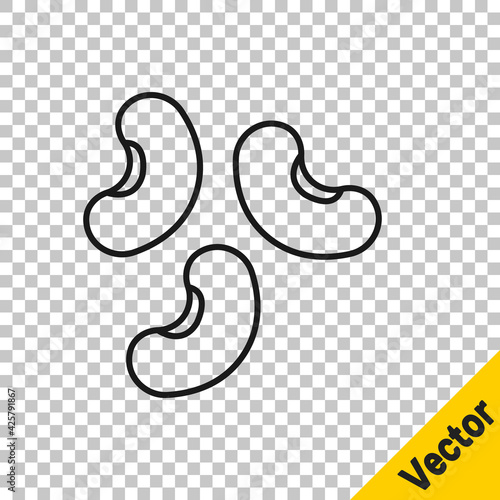 Black line Beans icon isolated on transparent background. Vector